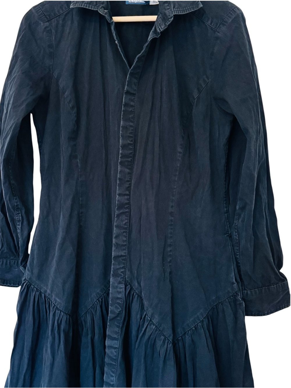 Polo Ralph Lauren Black Long Sleeve Day Dress Women's Button Front Maxi Dress - Picture 5 of 11